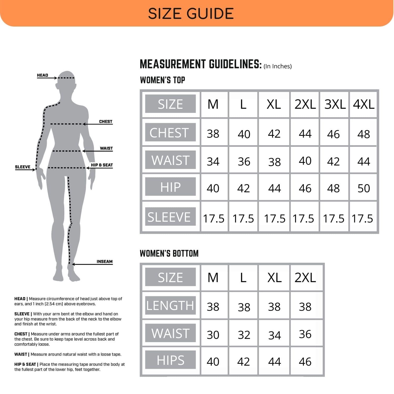 Harsh Creation size guide