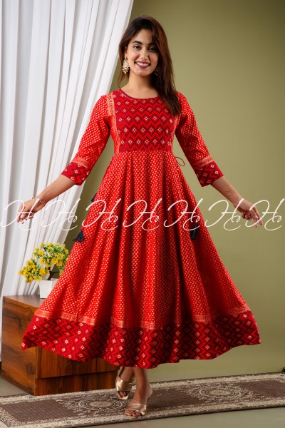 HC RED LONG ANARKALI KURTIS