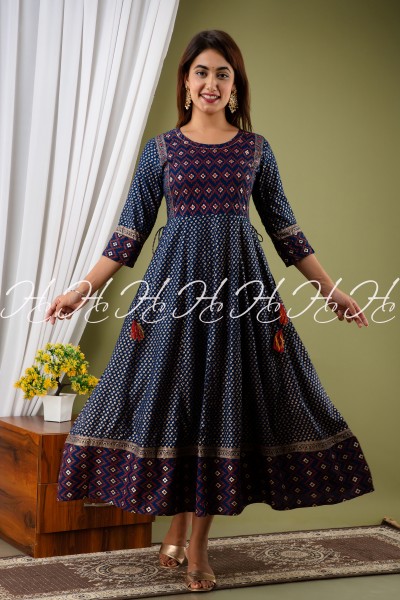 HC INDIGO BLUE LONG ANARKALI KURTIS