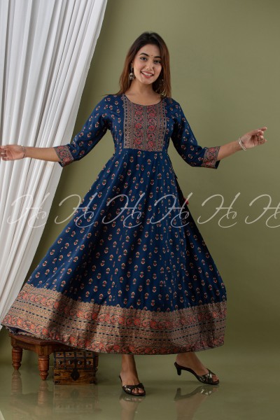 HC BLUE LONG ANARKALI KURTIS