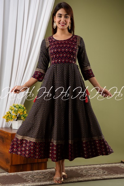 HC DARK NAVY BLUE ANARKALI KURTIS